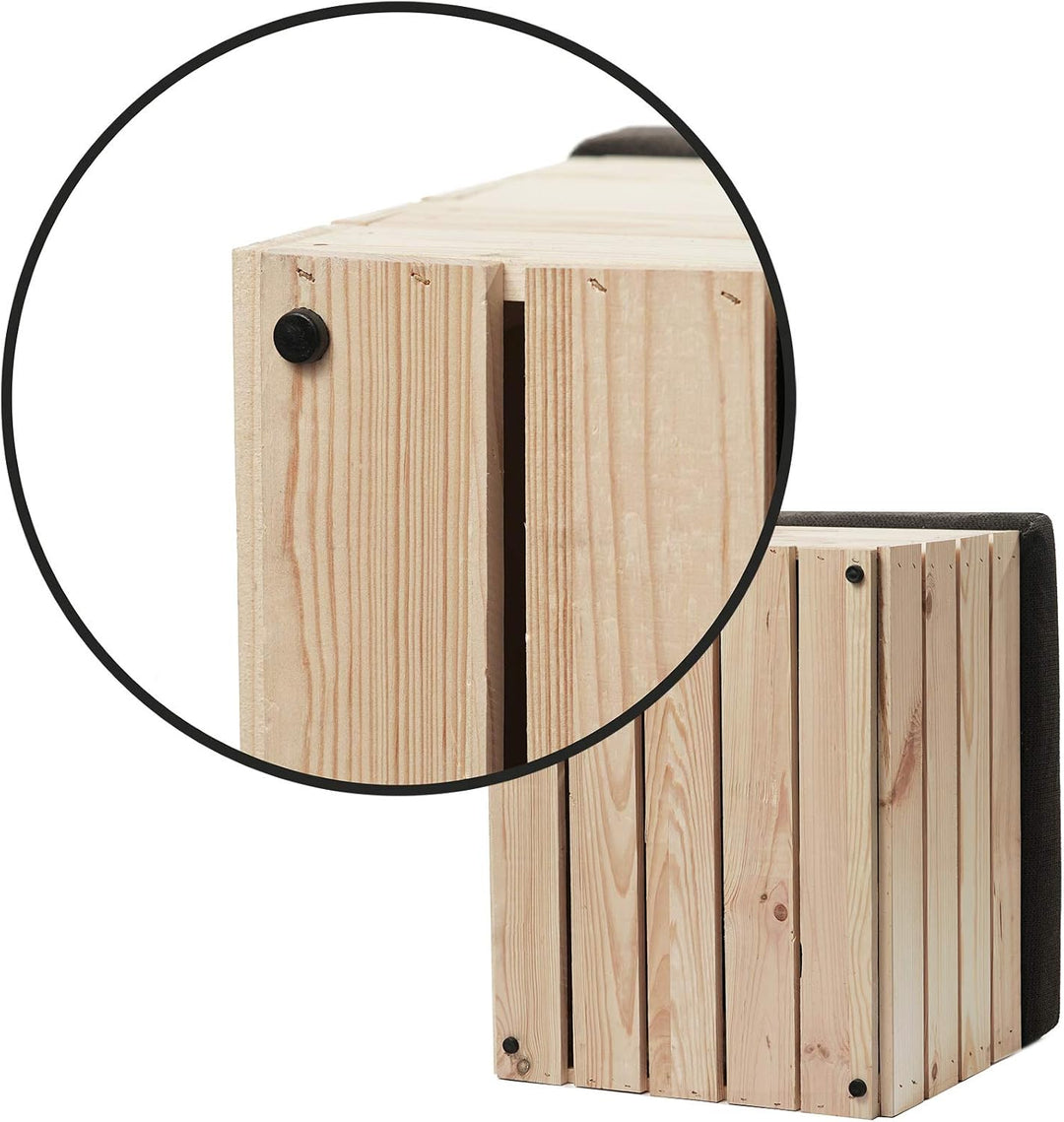 GrandBox Sitzhocker aus Holz 37x40x50 Polster, Sitztruhe Hocker mit Stauraum, Sitzbank, Sitzpouf, Si