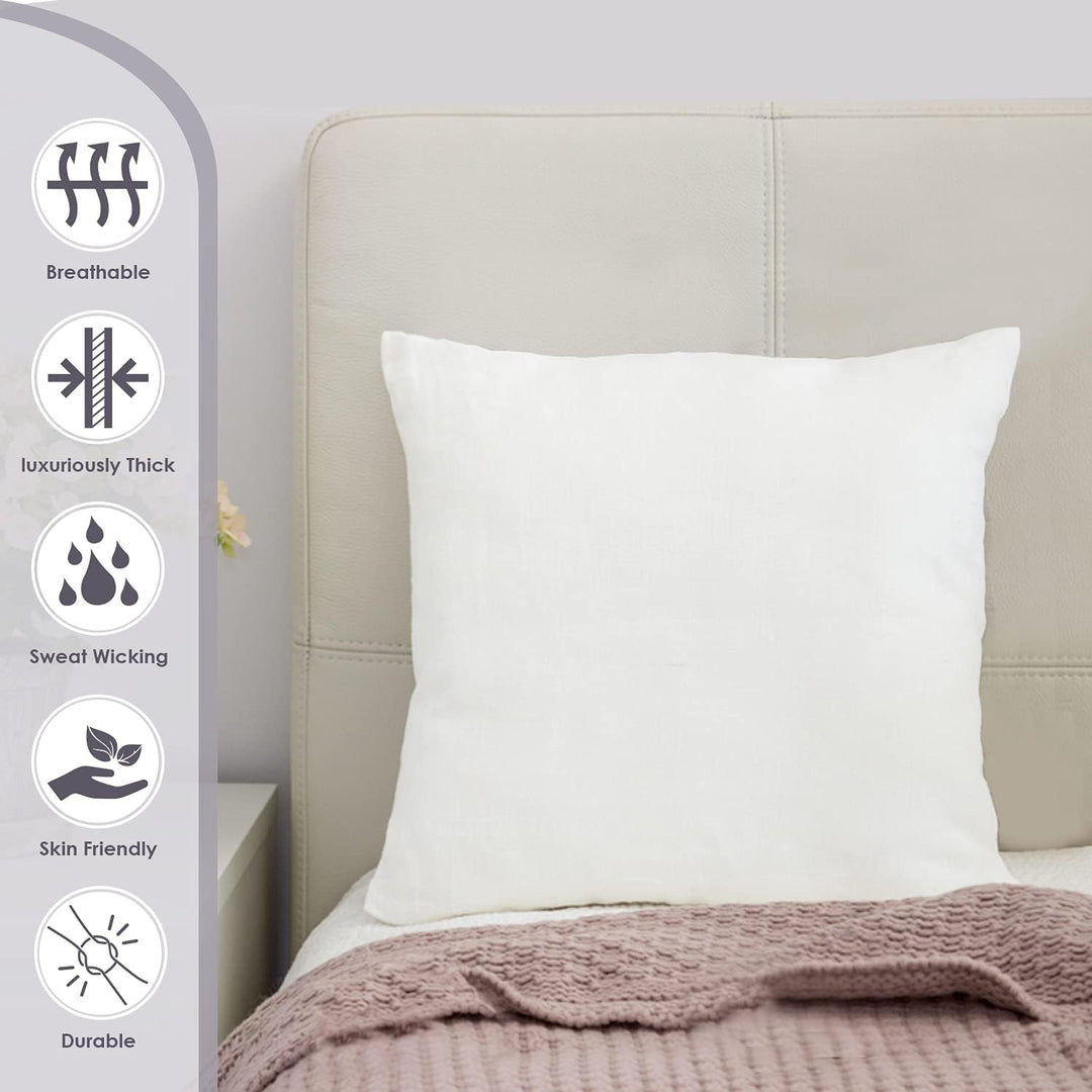 Pizuna Luxuriöser Soft-Satin 2er Pack Kissenbezug 80 x 80 cm Weiss, 800 Fadenzahl Baumwolle Quadrati