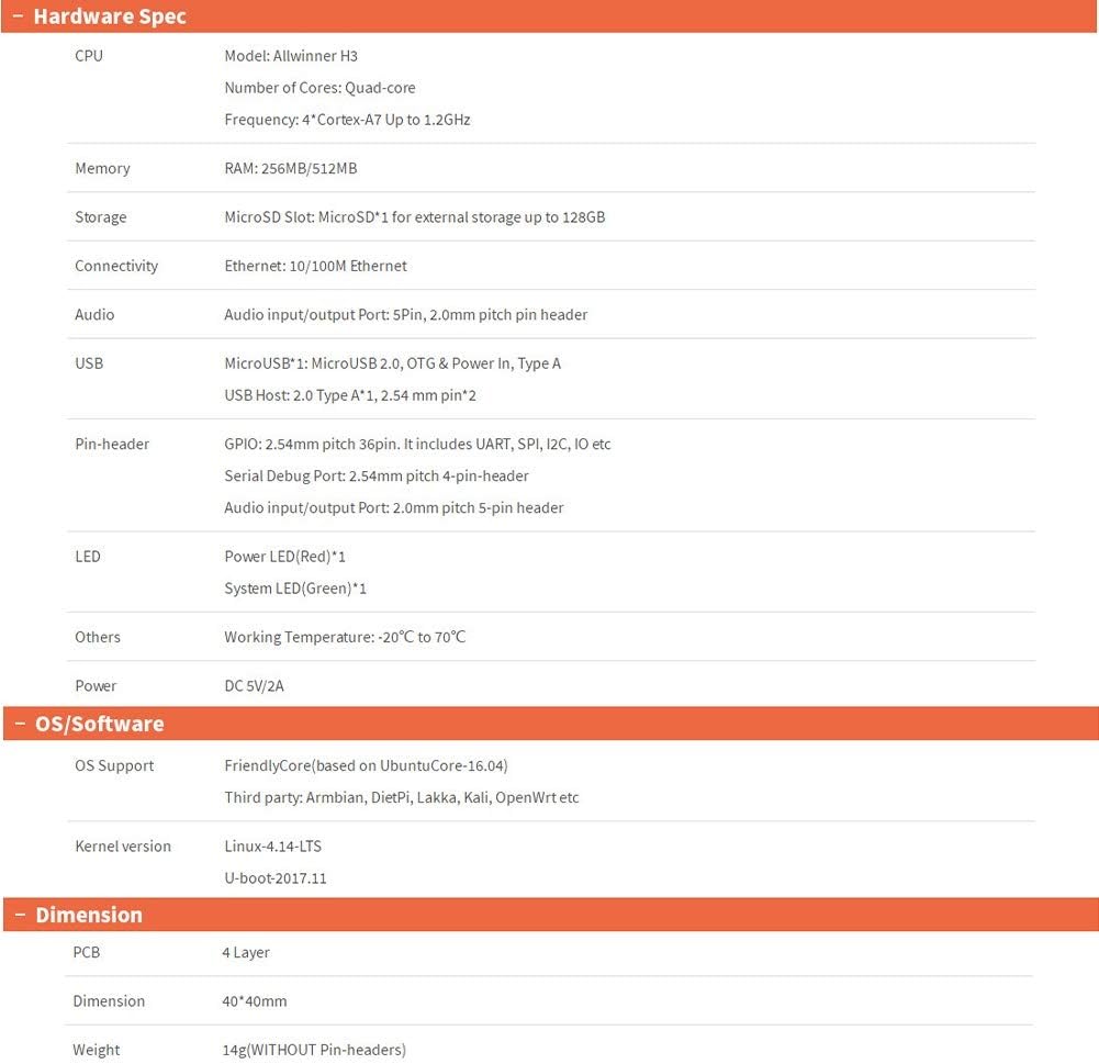 youyeetoo NanoPi NEO mit 512 MB DDR3 RAM & Allwinner H3 & Quad-Core Cortex-A7 bis 1,2 GHz, NanoPi NE