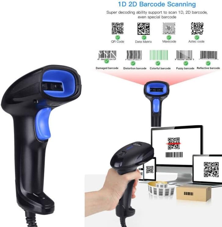 RGBS Barcode-Scanner mit USB-Anschluss, kabelgebunden, 1D, 2D, Barcode-Scanner, QR-Codeleser für PC,