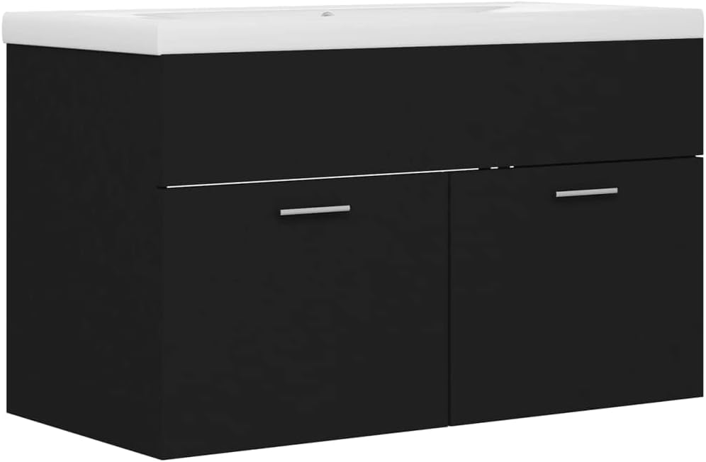 Waschbeckenunterschrank mit Einbaubecken Schwarz Waschbecken Mit Unterschrank BadezimmermöBel Waschb