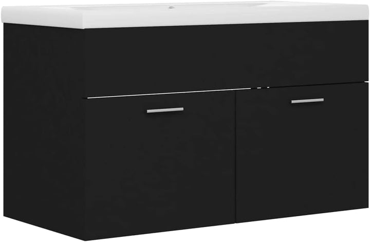 Waschbeckenunterschrank mit Einbaubecken Schwarz Waschbecken Mit Unterschrank BadezimmermöBel Waschb