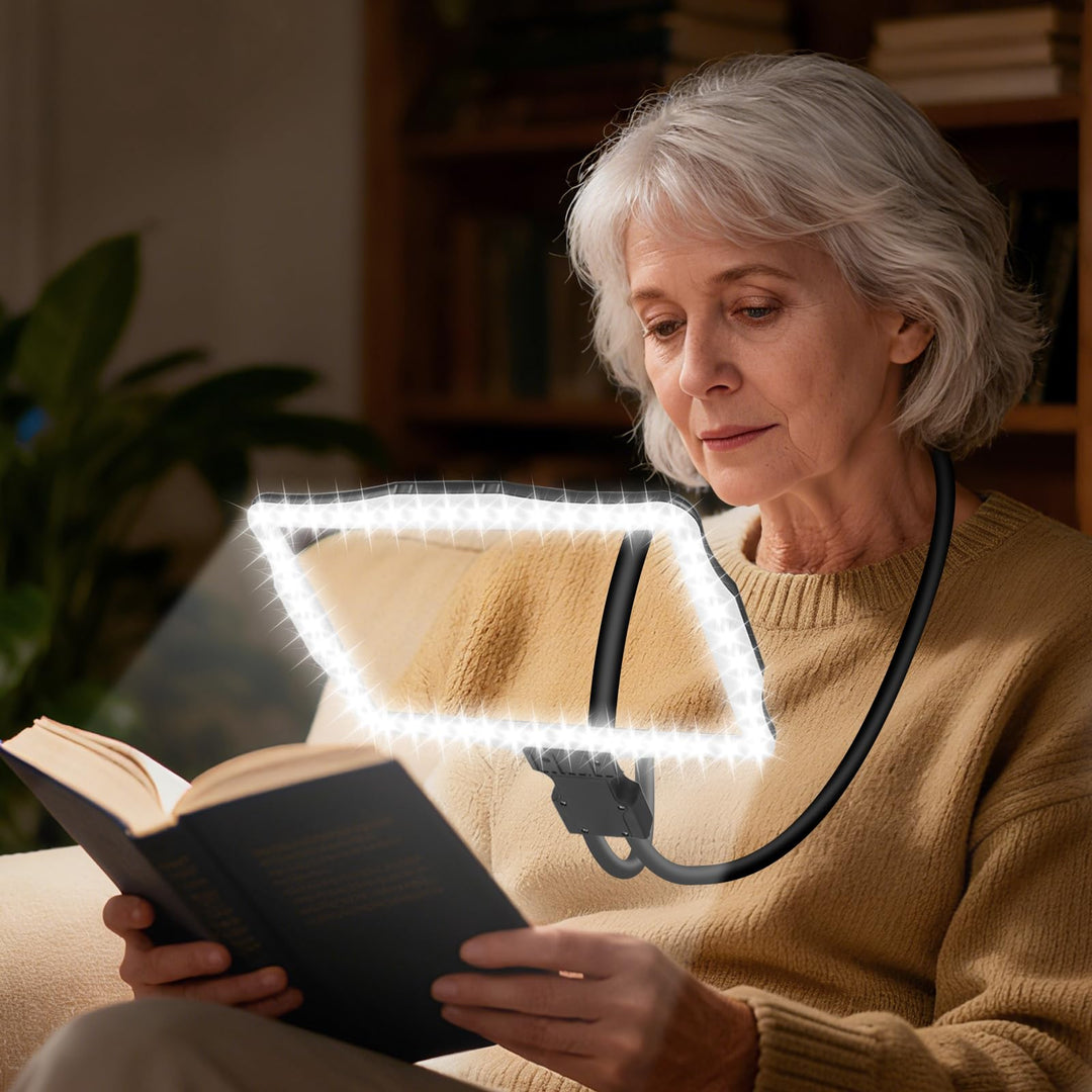 NZQXJXZ 10X Wiederaufladbare Lupe mit Licht, Flexible Schwanenhalslupe