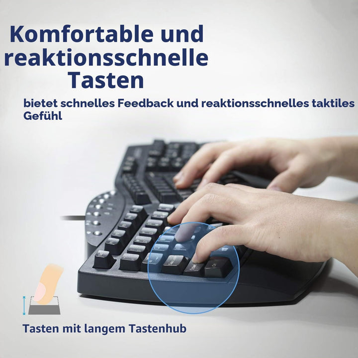 Perixx PERIBOARD-512 Ergonomische Split-Tastatur, USB, unterteiltes Design, mit 7 Multimedia-Tasten