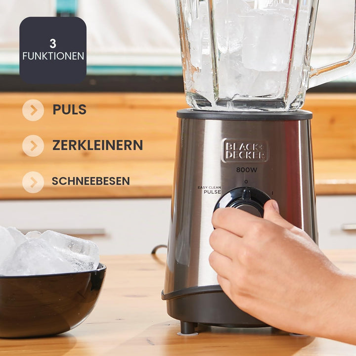 Black+Decker BXJB800E - Standmixer, 800W, 1,5 Liter, Edelstahl, grau 800W Edelstahl, 800W Edelstahl
