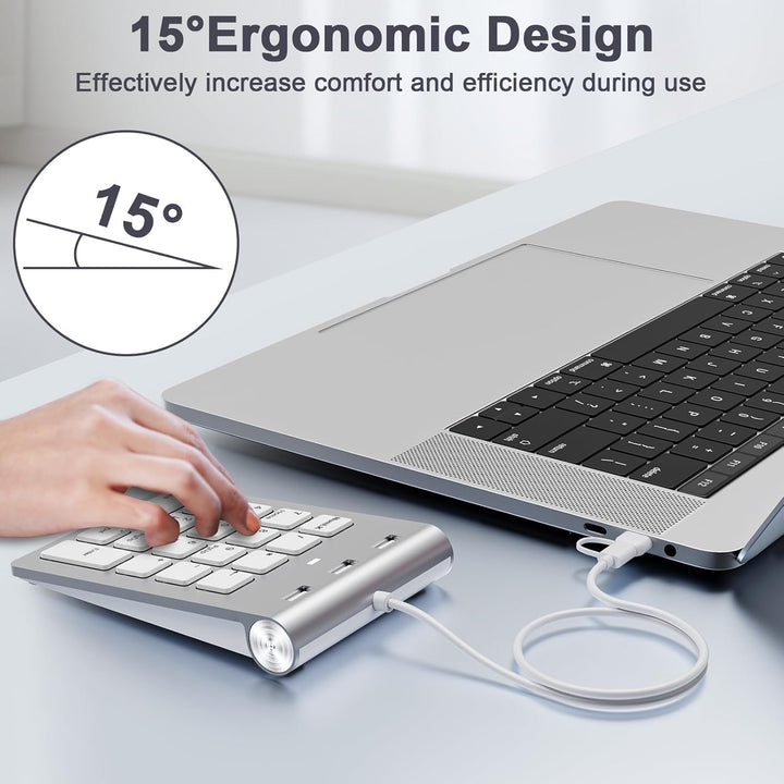 Ziffernblock mit USB A/USB C, Multifunktionstasten Nummernblock mit 3 zusätzlichen USB 2.0-Anschlüss