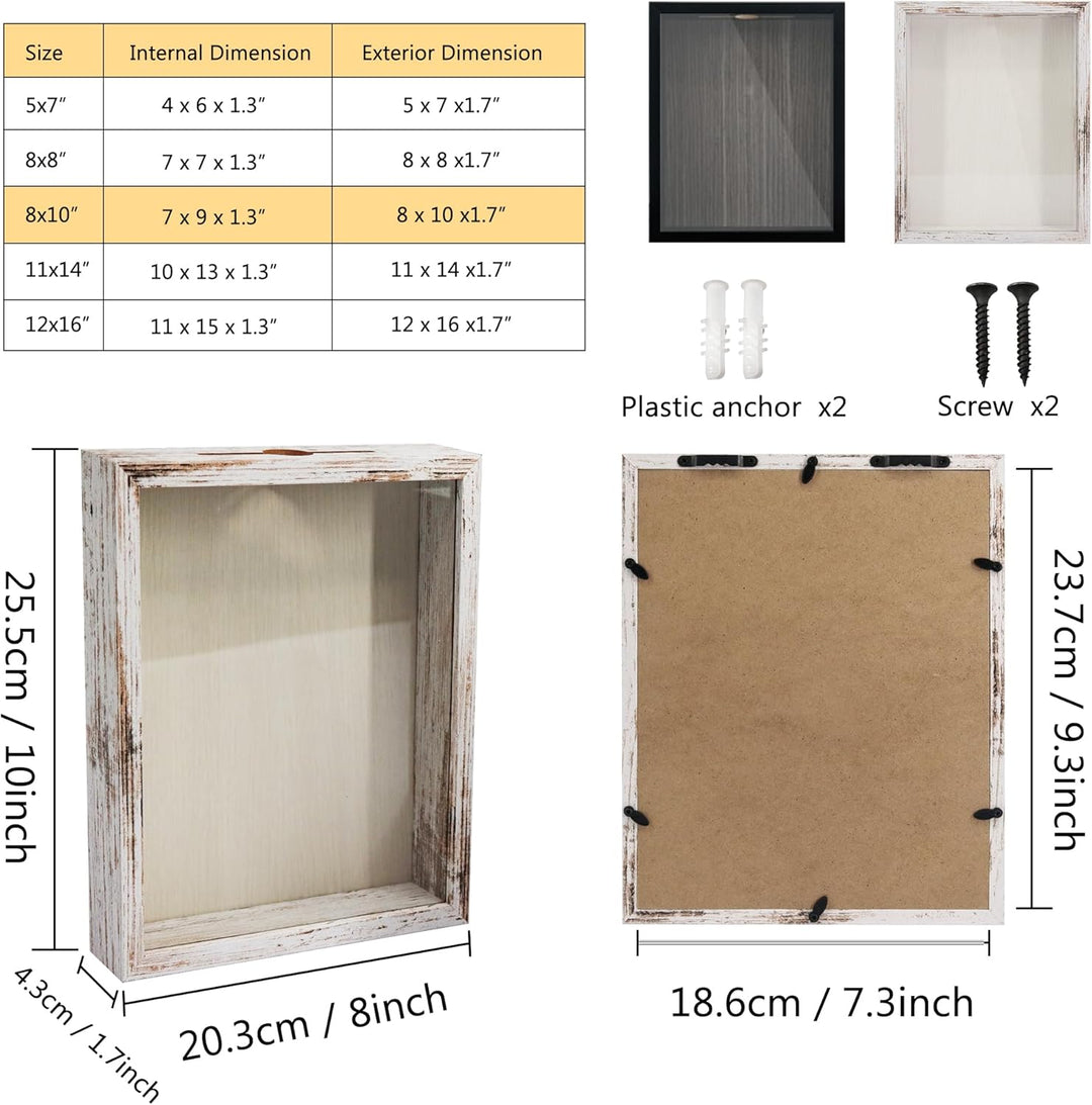 GraduationMall 20x25cm 3D Bilderrahmen für Tickets Shadow Box mit Slot,Rahmen zum Befüllen Speicherb