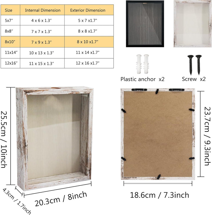 GraduationMall 20x25cm 3D Bilderrahmen für Tickets Shadow Box mit Slot,Rahmen zum Befüllen Speicherb