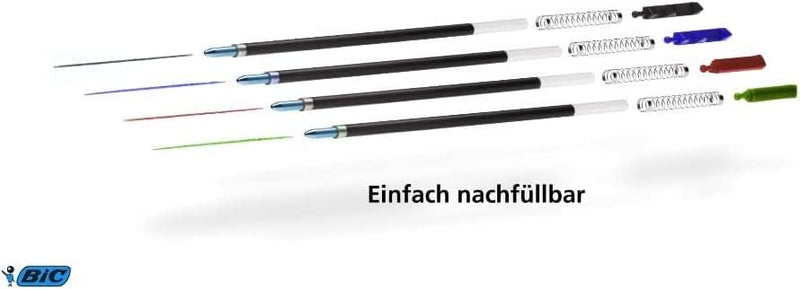 BIC 4 Farben Kugelschreiber Set 4 Colours Shine, in verschiedenen Farben, 12er Pack, Ideal für das B