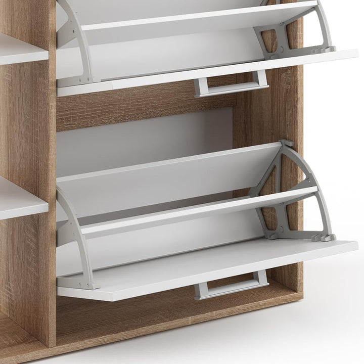 Vicco Schuhkipper Orlando, Weiss/Sonoma, 24.5 x 90 cm, mit zwei Klappregalen zur platzsparenden Schu
