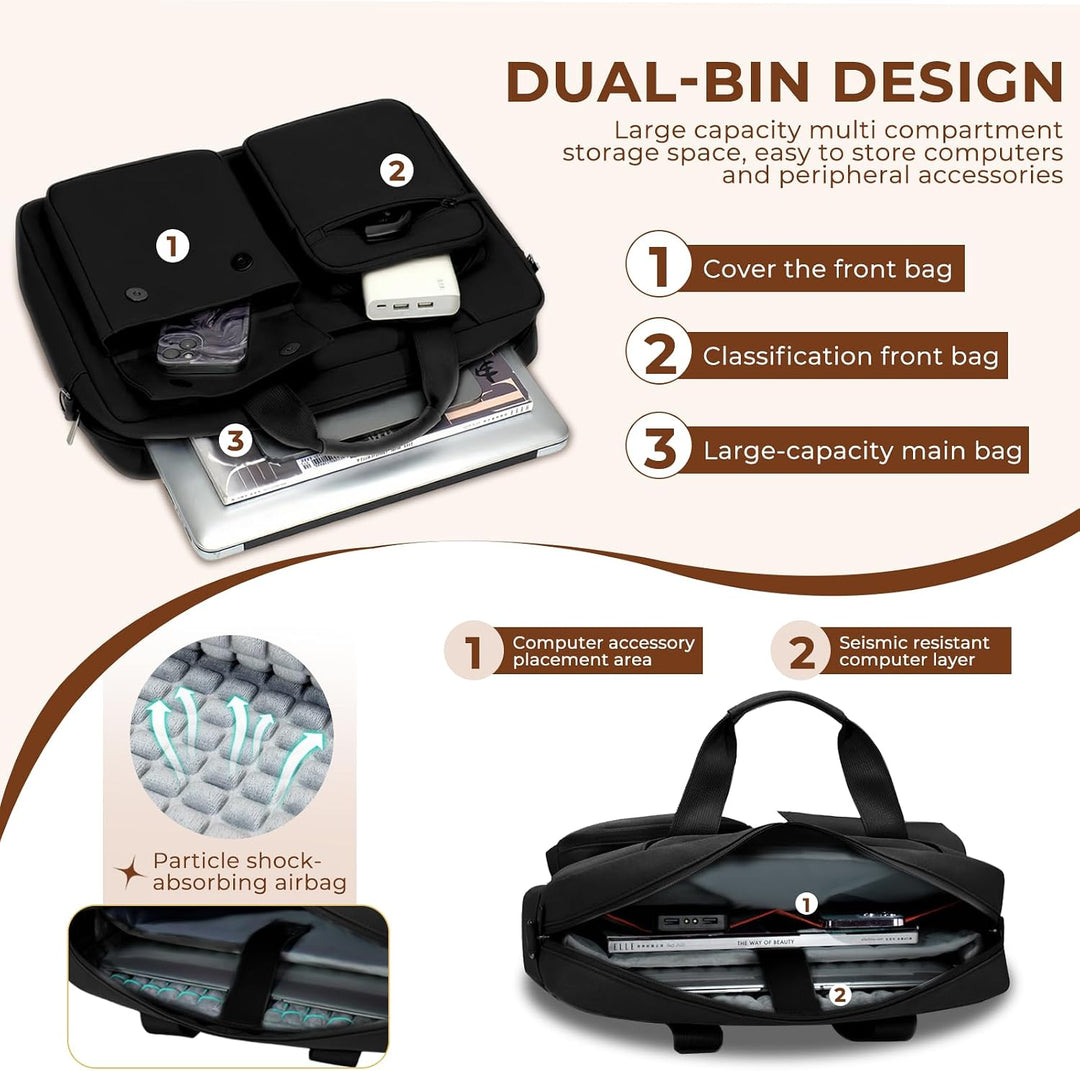 Laptoptasche 15-16,1 Zoll, Laptop Schultertasche, Laptop Umhängetasche Herren, Lehrertasche Gross, A
