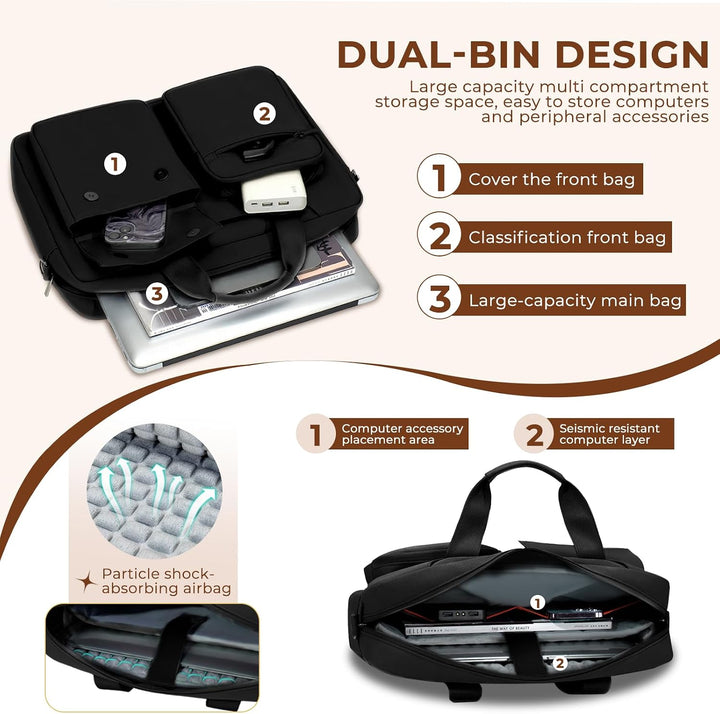 Laptoptasche 15-16,1 Zoll, Laptop Schultertasche, Laptop Umhängetasche Herren, Lehrertasche Gross, A