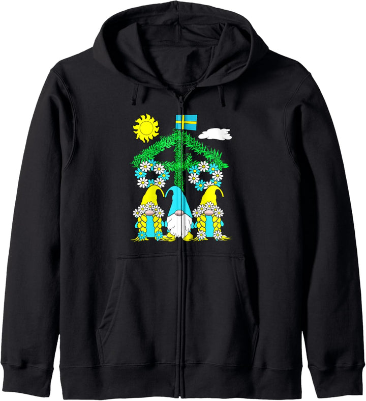 Sommer-Zwerge Tomte Nisse Maypole Midsommar Festival Kapuzenjacke