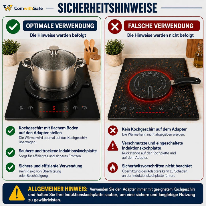 Induktionsadapter, 24 cm, mit abnehmbarem Griff, isoliert, ändert die Farbe nach Gebrauch nicht, Hei