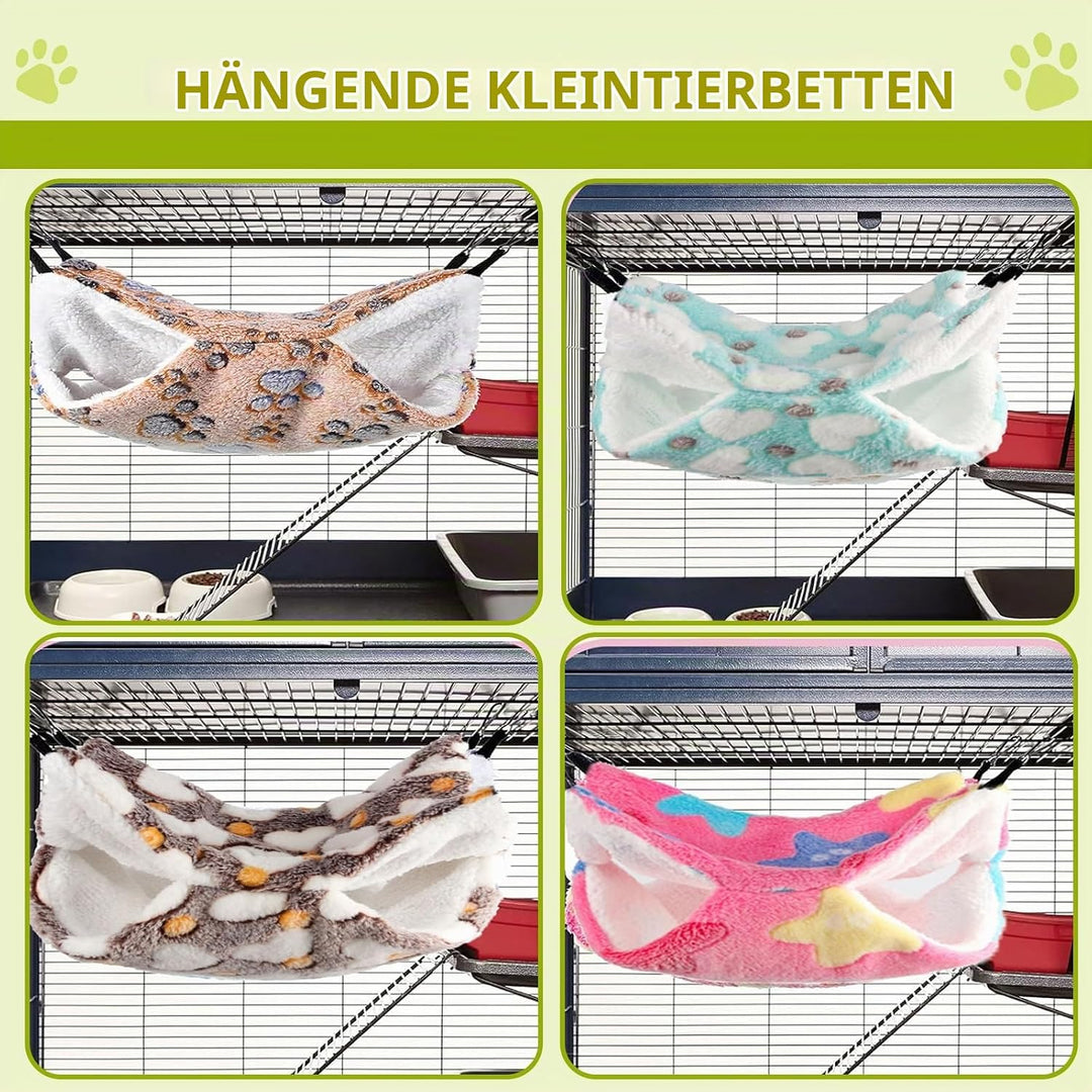 4 Stück Hängematte Meerschweinchen, Hängende Kleintierbetten Ratten Zubehör Haustierkäfighängematte