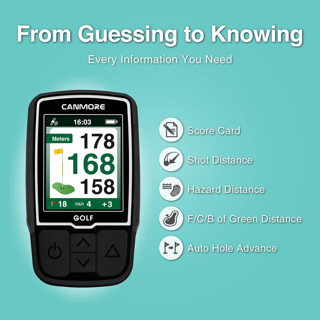 Canmore HG200 Golf-GPS – Wasserdichtes 2-Zoll-Vollfarbdisplay mit über 41.000 wichtigen Golfplatzdat