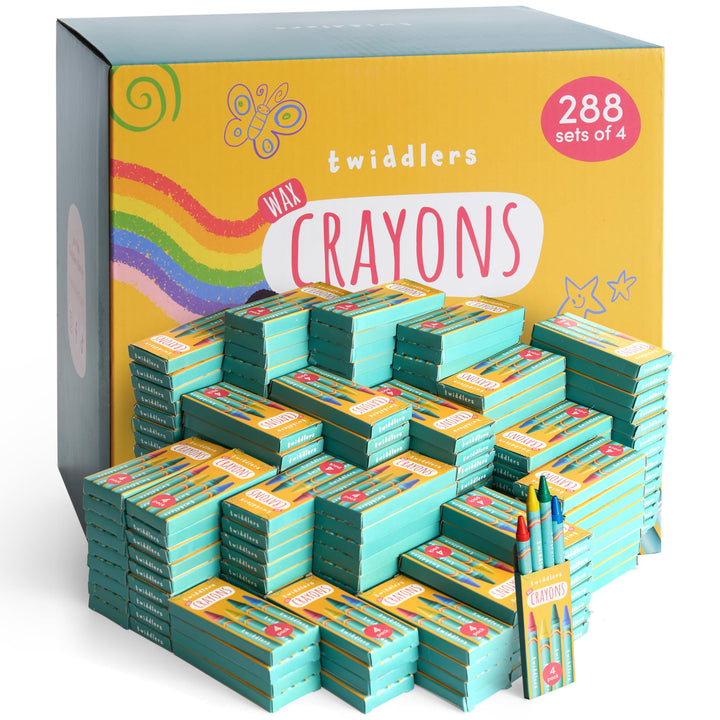 THE TWIDDLERS 288 Schachteln Wachsmalstifte für Kinder - 4 Stifte pro Schachtel, 1.152 insgesamt - G