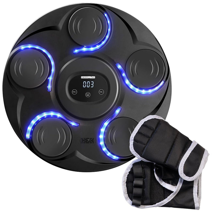 PEARL Sports Boxmaschine Erwachsene: Musik-Boxmaschine, 7 Schlagtakte, Zählmodus, LEDs, Display, BT,
