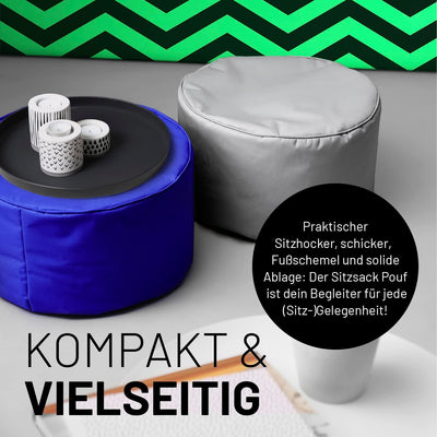 Lumaland Sitzsack Pouf (50 L) | Kompakter Sitzsack mit 3-in-1-Funktion: bequemer Hocker, praktisches