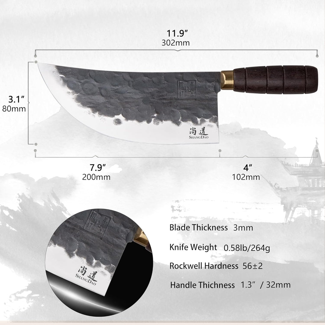 SHANGDAO Hackmesser, 20 CM handgeschmiedetes Fleischerbeil, Hochleistungshacker, deutsches Metzgerme