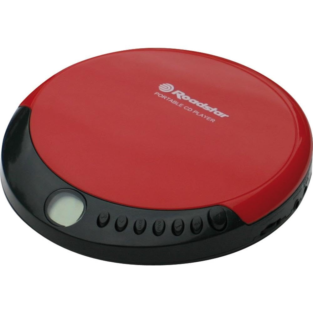 Roadstar PCD-435CD tragbarer CD-Player inkl. Ohrhörer rot, rot