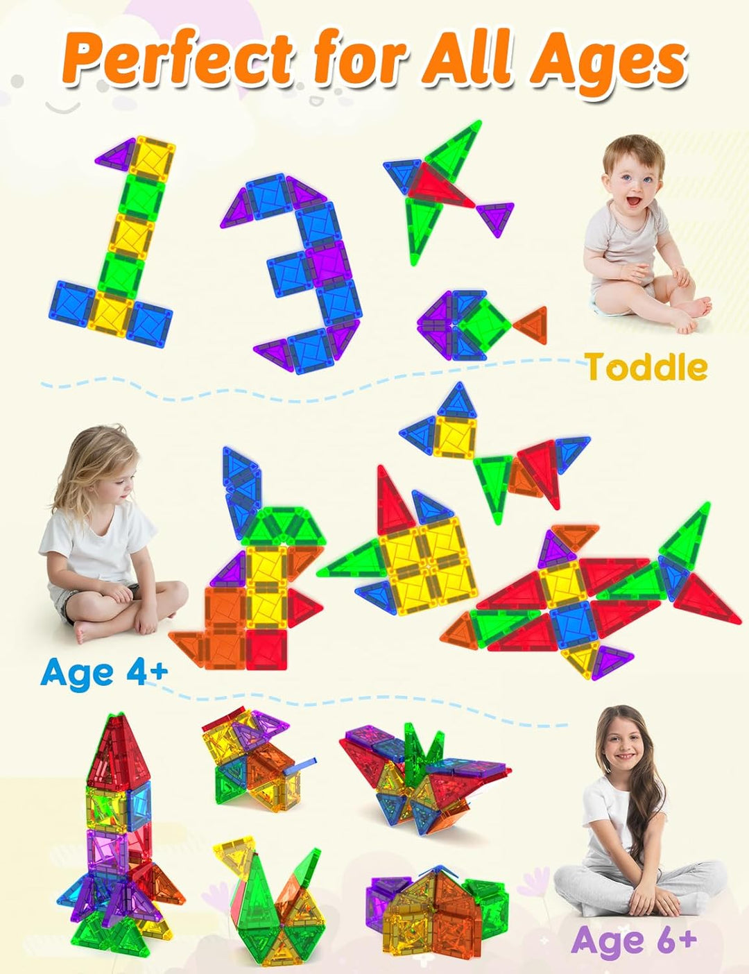 Magnetische Fliesen 60 Stück, Mini Magnetbausteine ReiseSet, Magnetbausteine für Kinder Kreatives Sp