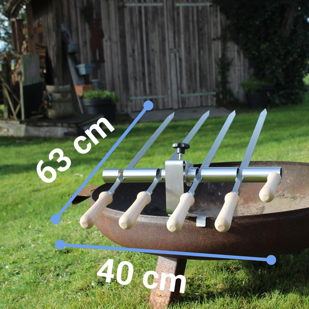 SCHILLING Fischgrilltechnik/Steckerlfisch Halter/Feuerschale/Feuertonne/Edelstahlspiesse / 4 Fische
