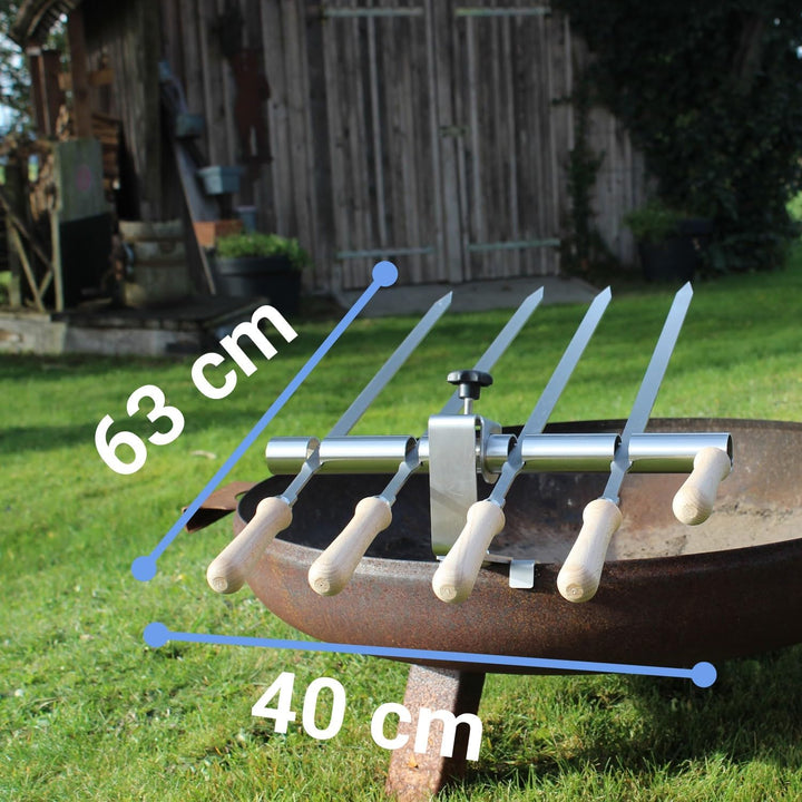 SCHILLING Fischgrilltechnik/Steckerlfisch Halter/Feuerschale/Feuertonne/Edelstahlspiesse / 4 Fische