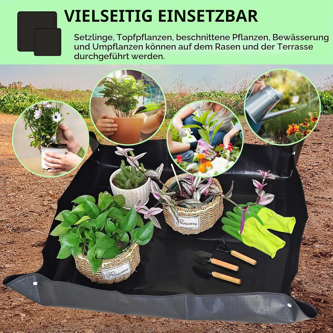 Gartenmatte Pflanzmatte,2 Stück wasserdichte Pflanzen Umtopfmatte,Faltbare Pflanzenmattemit Gartenwe
