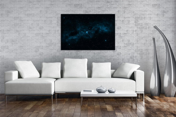 deyoli Dark Himmel voller Sterne Format 60x40 Effekt: Monocrome Blau als Leinwandbild, Motiv fertig