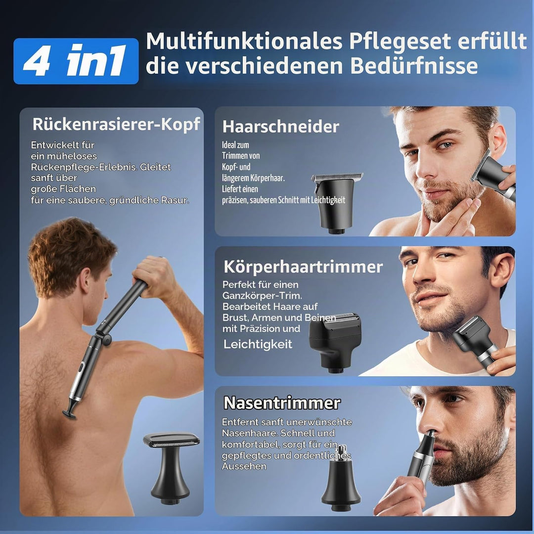 Elektrisch Rückenrasierer Herren, 4 in 1 Mens Rasierer Herren, Trimmer for Herren mit Faltbarem Grif