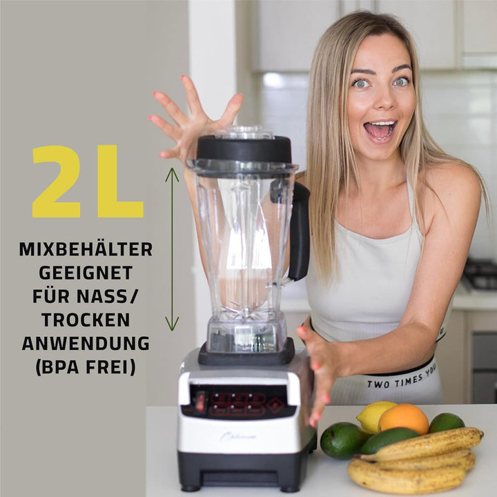 Hochleistungsmixer Optimum 9200A, 2611 Watt, 3.5PS, 6 Edelstahlklingen, 48000 U/min, 2L BPA-freier B