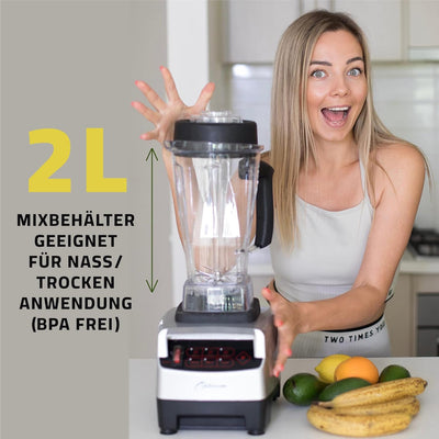 Hochleistungsmixer Optimum 9200A, 2611 Watt, 3.5PS, 6 Edelstahlklingen, 48000 U/min, 2L BPA-freier B
