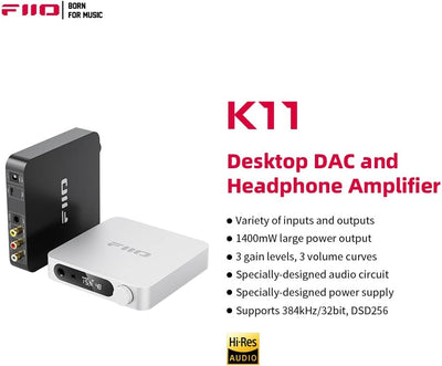 FiiO K11 Desktop 1400mW Power Balanced Kopfhörer DAC & Verstärker 384 kHz/24 Bit DSD256 für Home Aud
