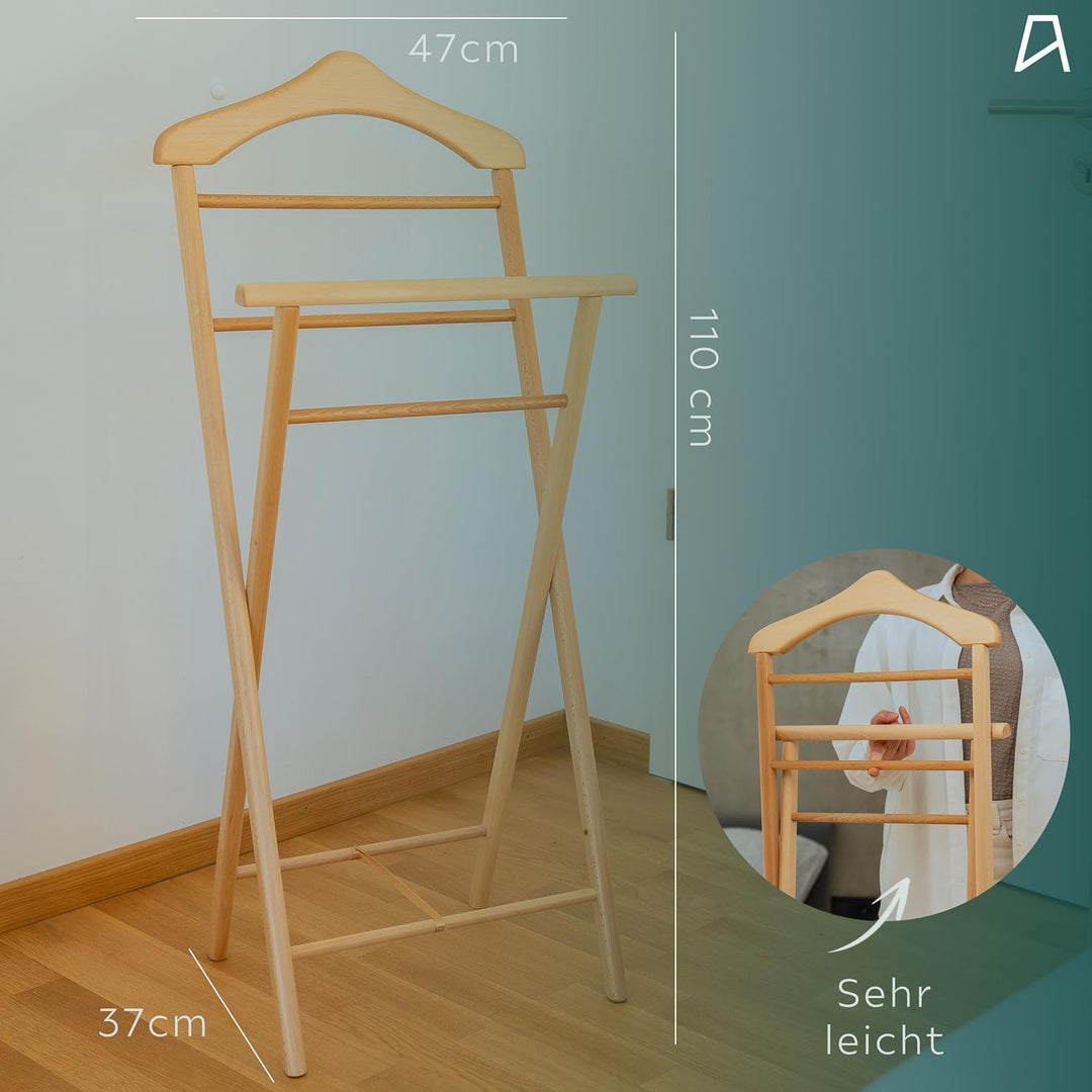 Staboos Herrendiener aus Massivholz – 2er Set fertig montierter Kleiderbutler &amp; Stummer Diener – sta