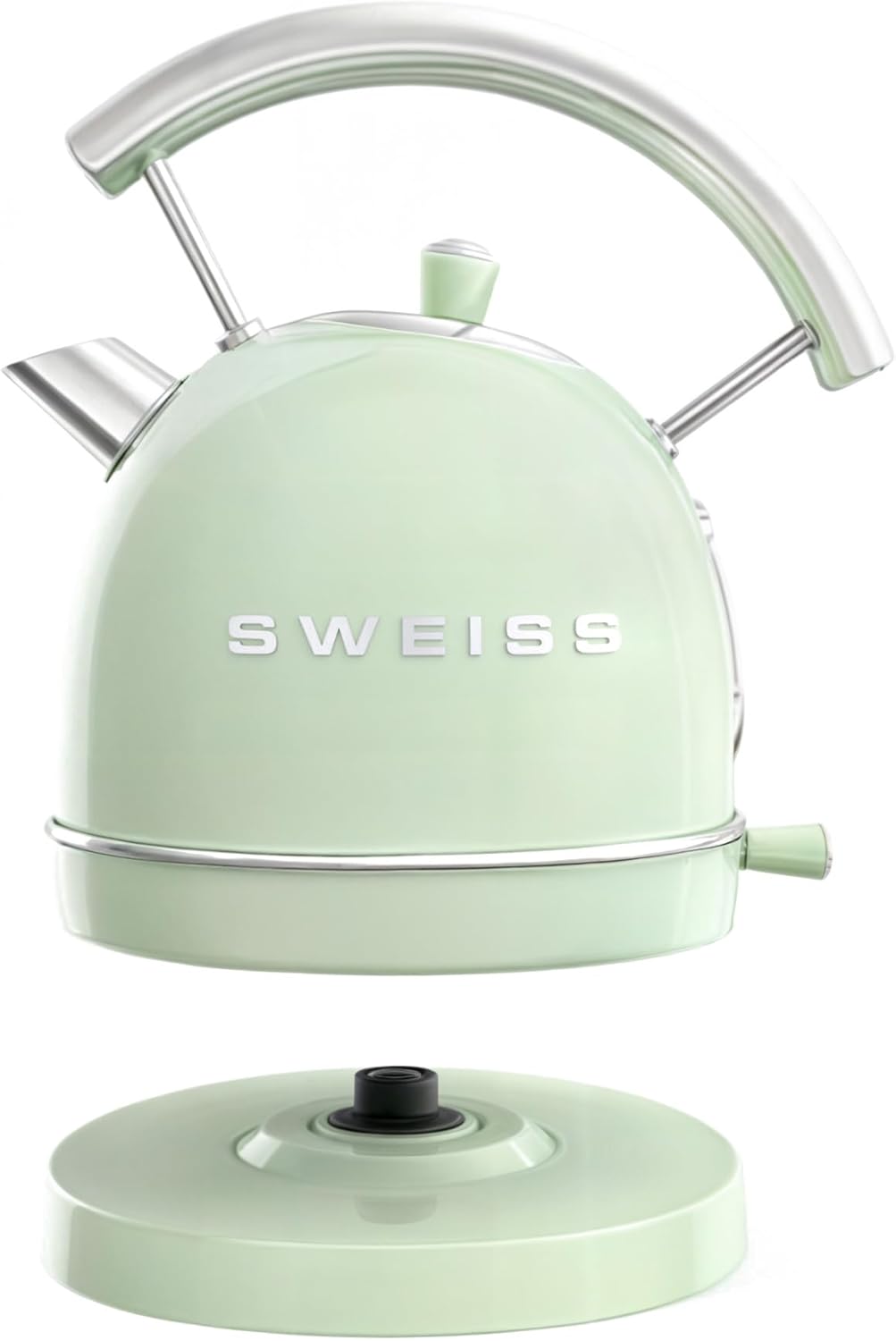 SWEISS Vintage Wasserkocher KTL7 1,8L, Praktische kompakte Edelstahl 2200W, Schnelles Kochen, Sichtb