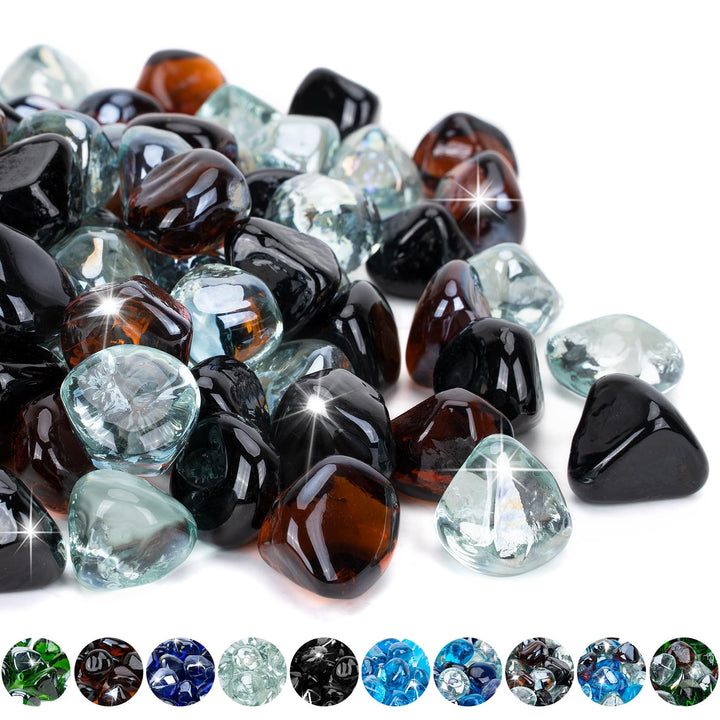 Mr. Fireglass 4,5 kg gemischte Feuerglas-Diamanten für Kamin, Feuerstelle und Landschaftsbau, 2,5 cm