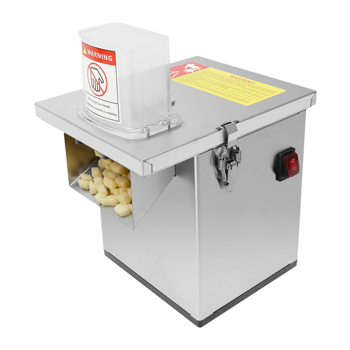 4-in-1 Elektrische Gemüseschneidemaschine, 200 W, rostfreie Küchenmaschine für Würfel, Reiben, Schne