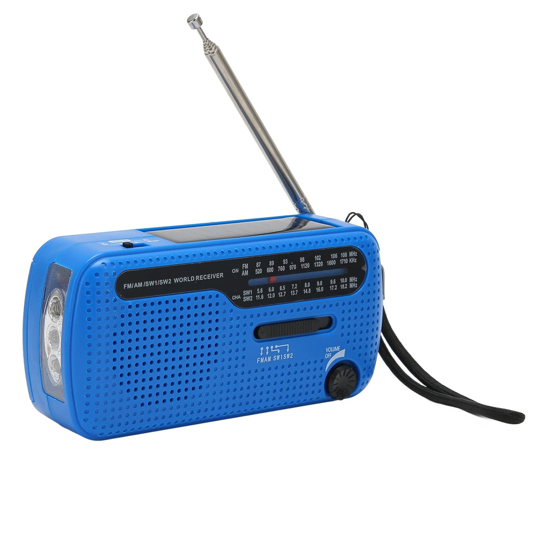 Multiband Hochwertige Solarhand -Kurbel -Radio -Taschenlampe für Notfallcamping Im Freien (Blau), Bl
