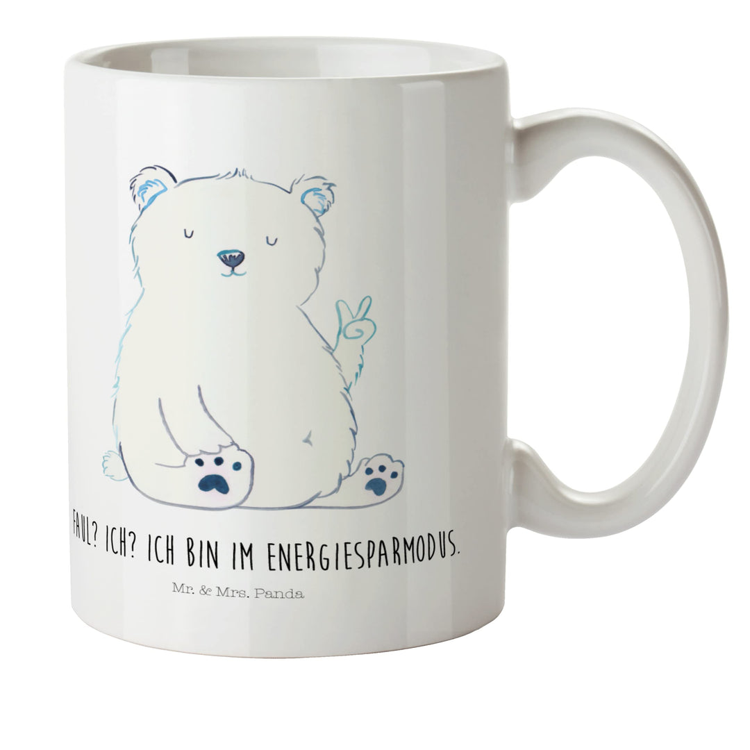 Mr. & Mrs. Panda Pott Eisbär Faul - Geschenk, Homeoffice, Teddy, Trinklernbecher, Bär, Plastikbecher
