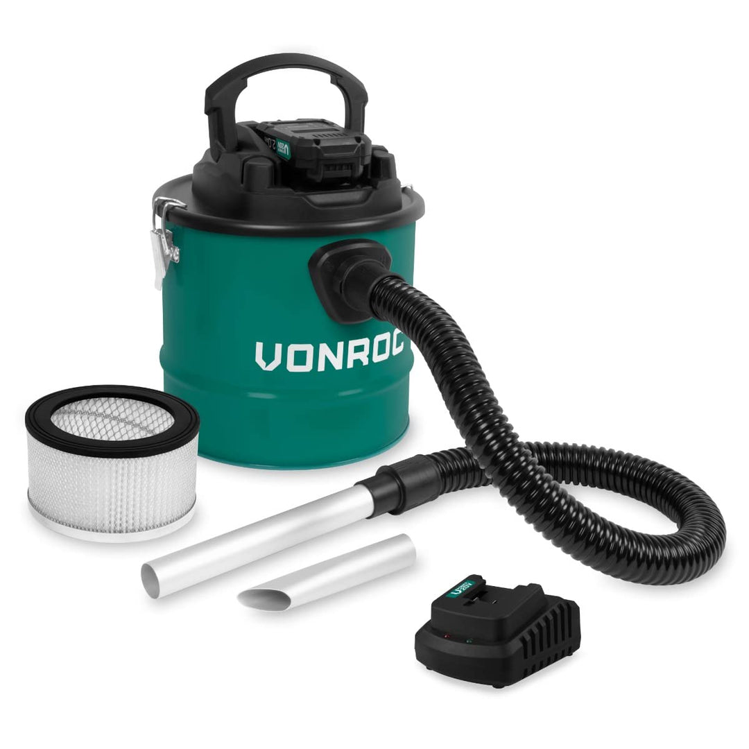 VONROC Kabelloser Aschesauger, 20 V, Aschesauger für Kamin, Werkstatt – mit leistungsstarkem & schne