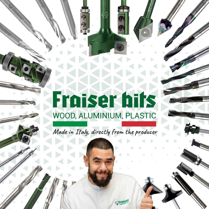 Fraiser Bündigfräser mit Anlaufring oben und unten, 2 Hartmetallschneiden, Schnitthöhe 30 mm, Schaft