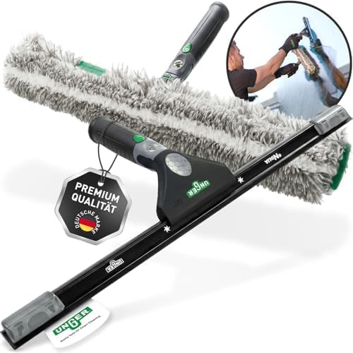 UNGER ErgoTec Ninja Fensterreinigungs Starter-Set 2in1 (inkl. Einwascher + Abzieher, für professione