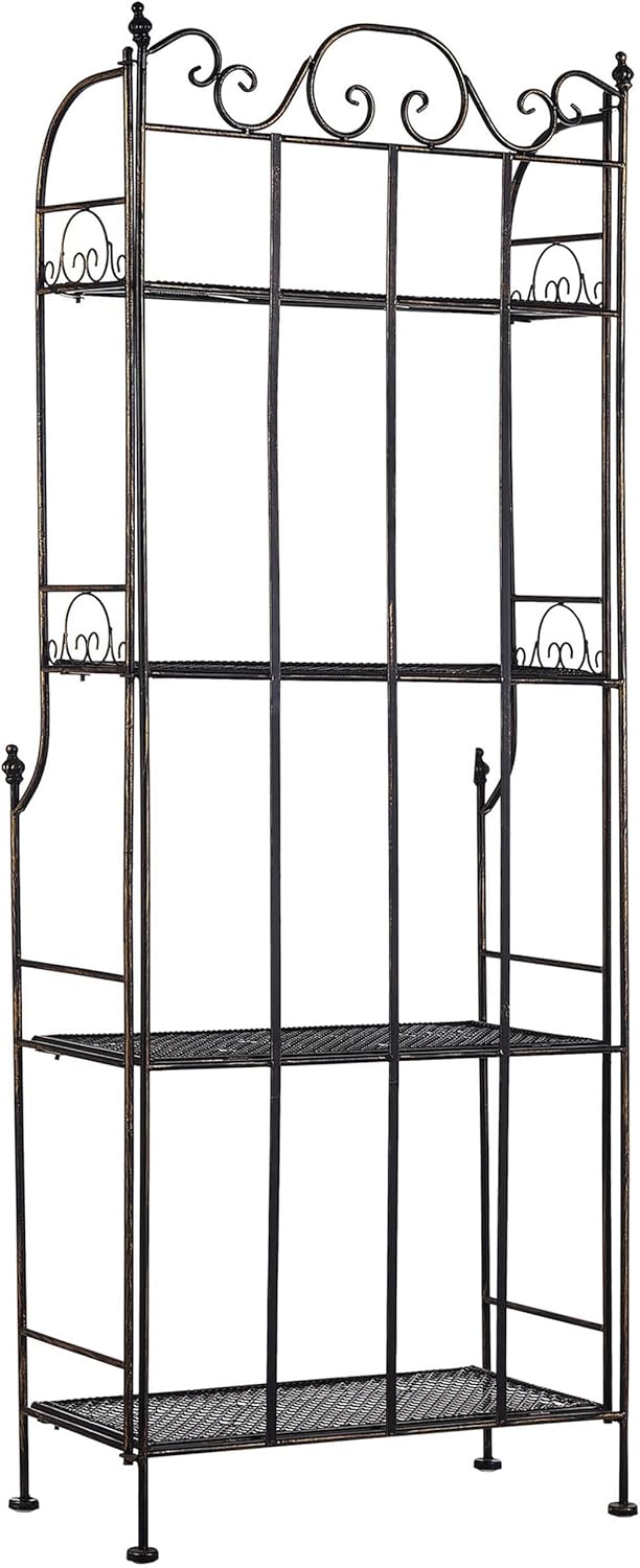 Vielseitiges Gartenregal in Schwarz aus Metall mit 4 Ablageflächen Isernia