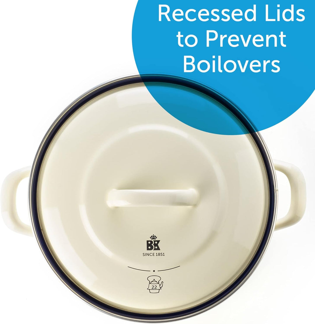 BK Indigo Holländisches Erbe Runde Deutsche Emaillierte Kasserolle mit Deckel mit PFAS-Freier Kerami