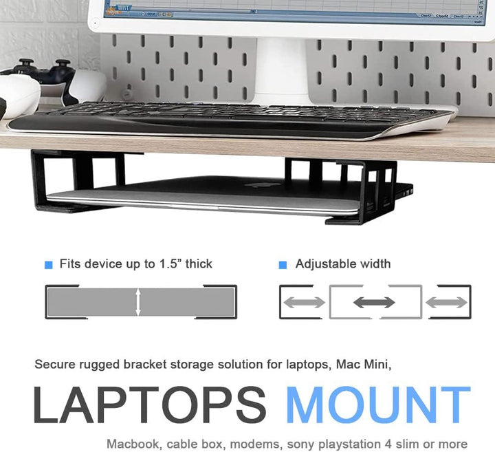 Aluminium Untertisch Halterung Regal Halter Ständer für Laptop, Mac mini, MacBook Air/Pro mit Klebst
