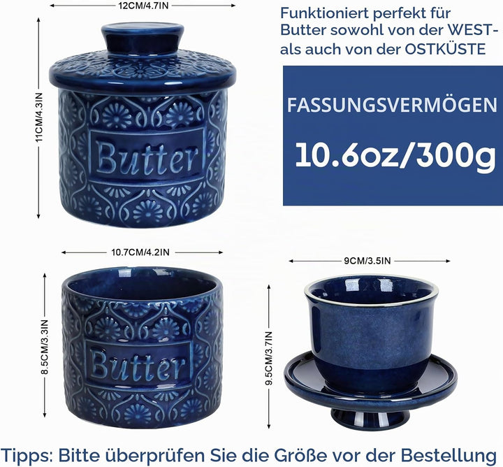 Keramik Butterdose, französische Butterdose, keramische butterglocke mit Deckel, butterdose wasserge