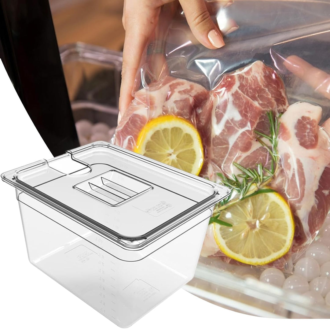 Sous-Vide-Behälter, Aufbewahrungsbox für Herd, 32 x 26 cm, luftdichter Deckel, tragbar, transparent,