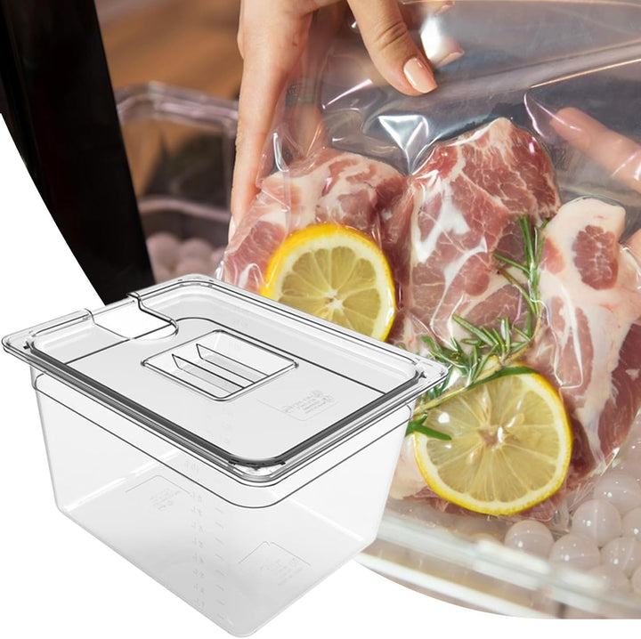 Sous-Vide-Behälter, Aufbewahrungsbox für Herd, 32 x 26 cm, luftdichter Deckel, tragbar, transparent,