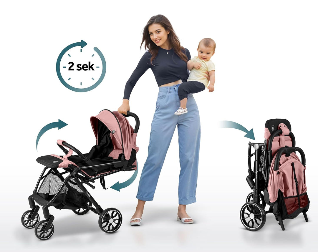 Nukido Kinder Wagen Kinderwagen Babywagen Bis 15 kg Grosse Räder Sitzbuggy Buggy Zusammenklappbar Ha
